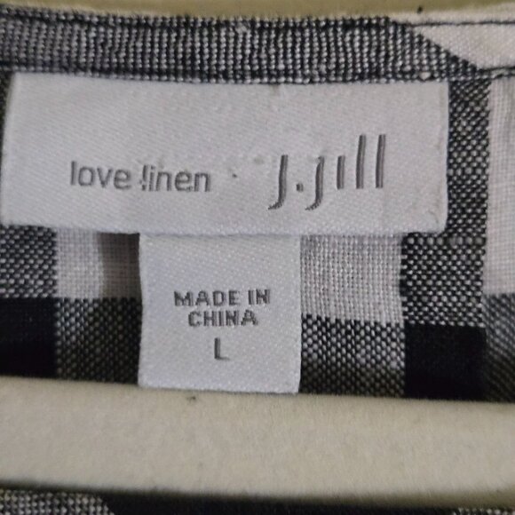 J. Jill Love Linen 100% Linen Black White Gingham Check Tunic Top Size L - Picture 6 of 7